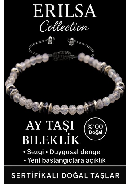 Sertifikalı Fasetli Aaa+ Terahertz ve Ay Taşı Bileklik – Ince Model Sezgisel Güç