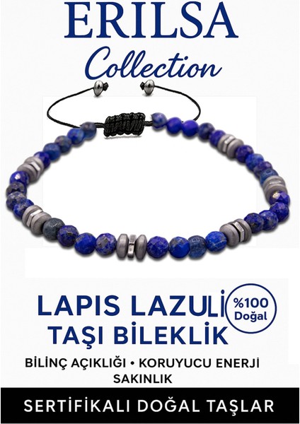 Sertifikalı Fasetli Aaa+ Terahertz ve Lapis Lazuli Taşı Bileklik – Ince Model Bilgeliktaşı