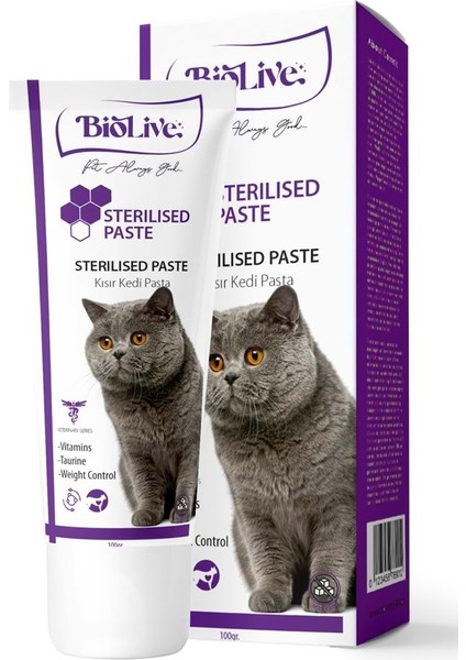 Biolive Sterlized Kısır Kediler Için Tüy Yumağı Ve Vitamin Paste 100Gr
