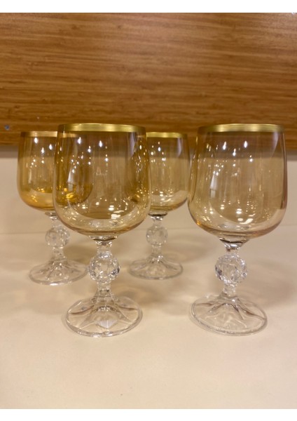 Kahve Yanı Bardak 4'lü Kristal Bal Rengi 200 ml