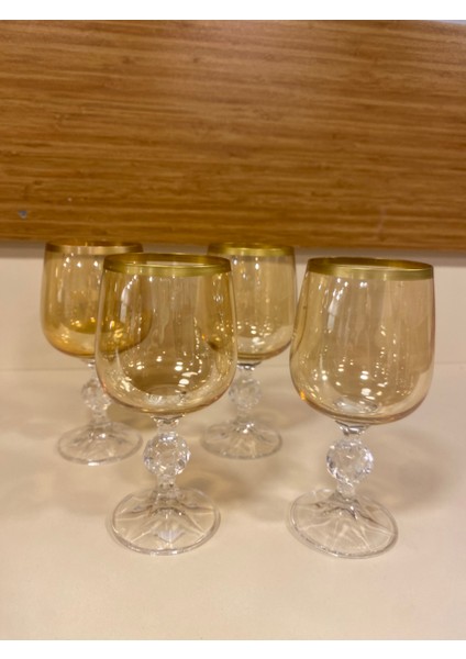Kahve Yanı Bardak 4'lü Kristal Bal Rengi 200 ml