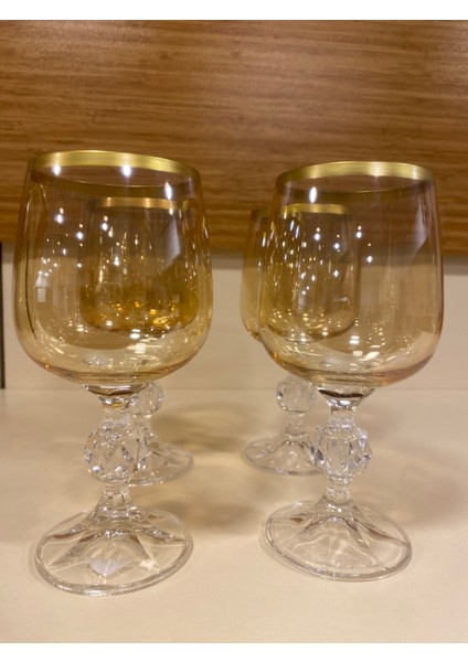 Kahve Yanı Bardak 4'lü Kristal Bal Rengi 200 ml