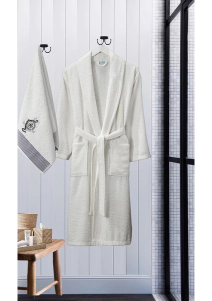 Bornoz - Nakışlı Havlu Seti Cora Erkek Krem S/M+45X85CM modelleri