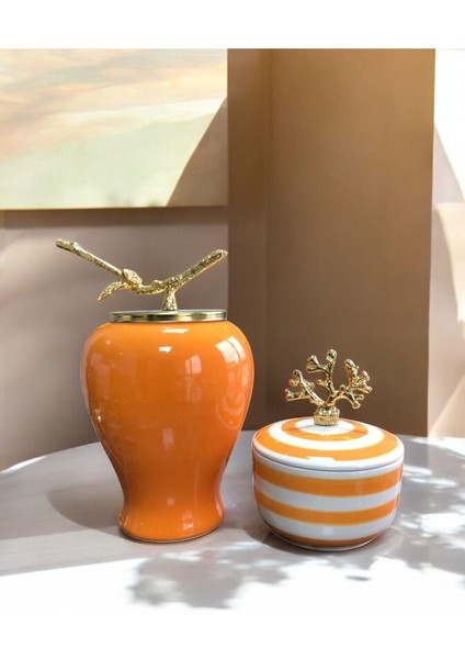 Dekoratif 2 Li Obje Soft Sarı Şah Küp Klasik Zebra Obje Gold Mercan - Ferme Home