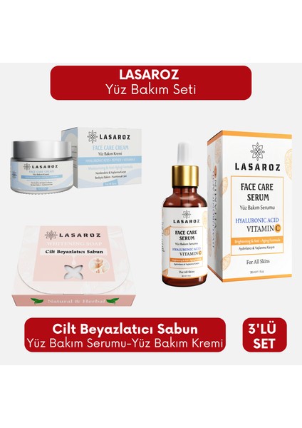 Yüz Bakım Seti Cilt Beyazlatıcı Sabun+Yüz Serumu+Yüz Kremi Avantajlı Set