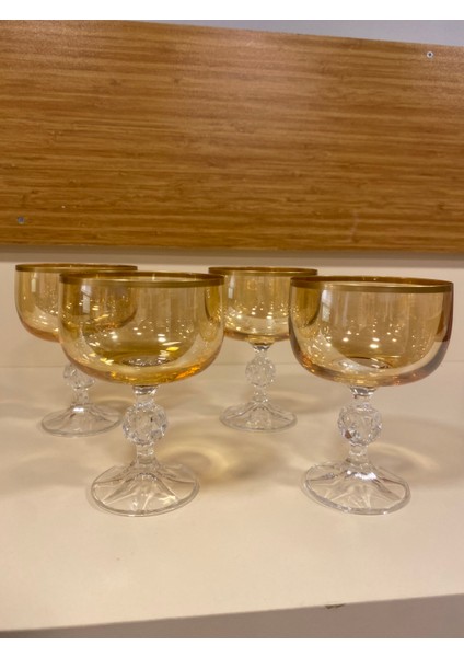 Magnolyalık Dondurmalık 4'lü Kristal Bal Rengi Kase fiyatları