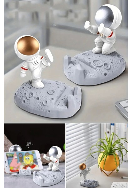 Mini astronot model telefon ve tablet tutucu standı ( lisinya )