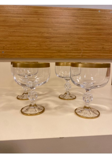 Dondurmalık ve Magnolyalık 4'lü Kristal 300 ml Şeffaf Altın Şerit fırsatları