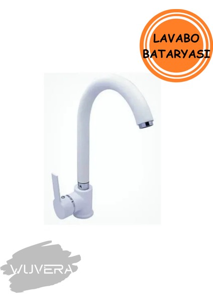 Beyaz Delta Lavabo Bataryası – Mat Beyaz, Dayanıklı, Aç-Kapa Mekanizmalı Lavabo Bataryası