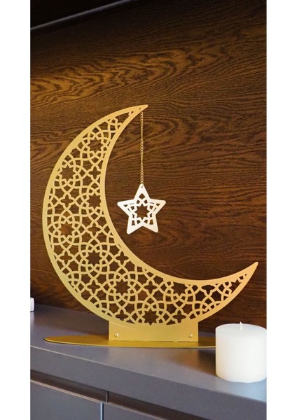 33 cm Metal Ramazan Hilali Masaüstü Islami Dekor - Ramazan Süsleri - Ev Dekorasyon - WAMH169 fiyatları