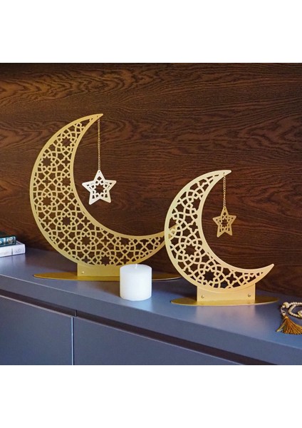 33 cm Metal Ramazan Hilali Masaüstü Islami Dekor - Ramazan Süsleri - Ev Dekorasyon - WAMH169 modelleri