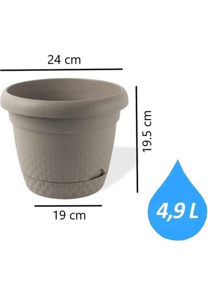 KRS-343 Dekoratif Inci Bitki Çiçek Saksı Takımı 4.9 Litre No 3