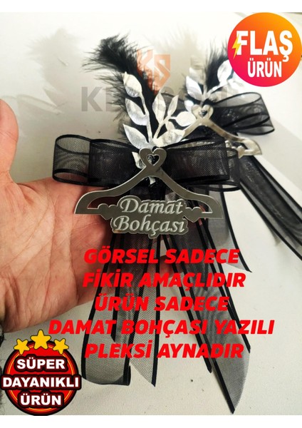 Özel Tasarım Pleksi Damat Bohçası Yazısı Bohça Süsü 8 cm 10 Adet