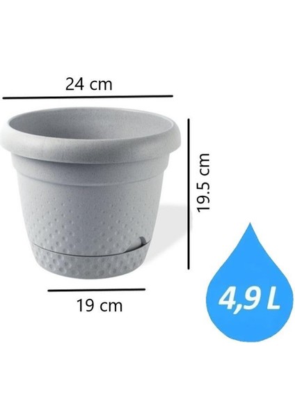 KRS-343 Dekoratif Inci Bitki Çiçek Saksı Takımı 4.9 Litre No 3