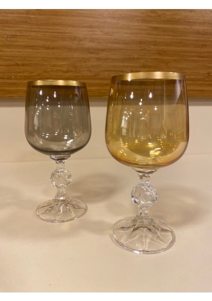 Kahve Yanı Bardak 2'li Kristal Bal ve Füme 250 ml