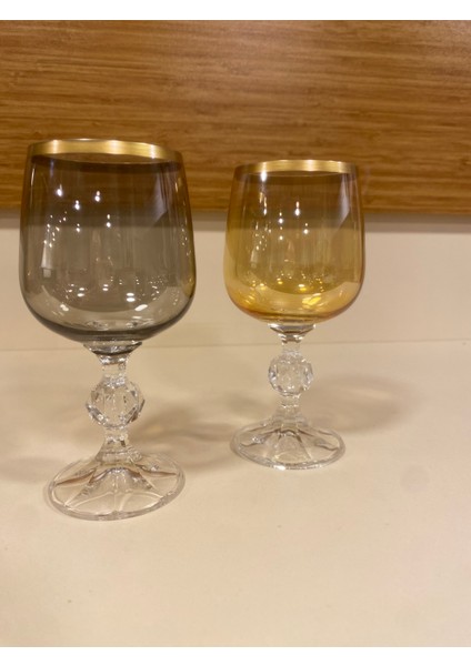 Kahve Yanı Bardak 2'li Kristal Bal ve Füme 250 ml modelleri