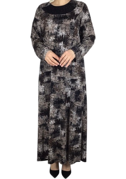 Kadın Desenli Kulplu Büyük Beden Anne Elbise fiyatları