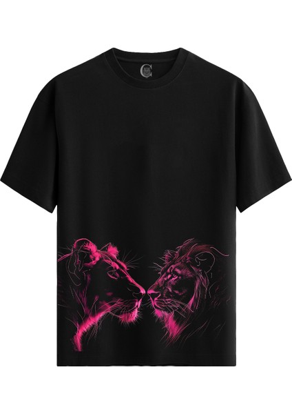 Dual Gaze - %100 Pamuklu Erkek Siyah Tişört - Premium Quality