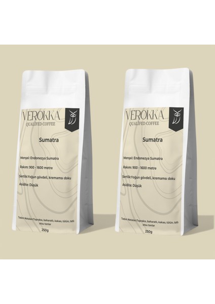 Verokka Sumatra Mandheling 2’li Paket – Filtre Kahve (2 x 250G, Yoğun & Nadir Profil) modelleri