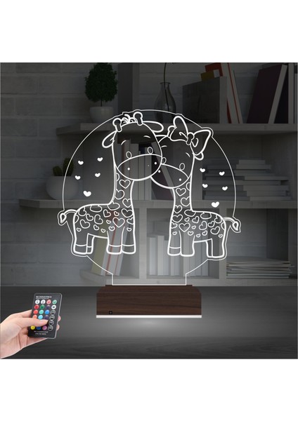 Kirppi 3D Lamba Zürafa Kalp Çocuk Odası Masa Gece Lambası fiyatları