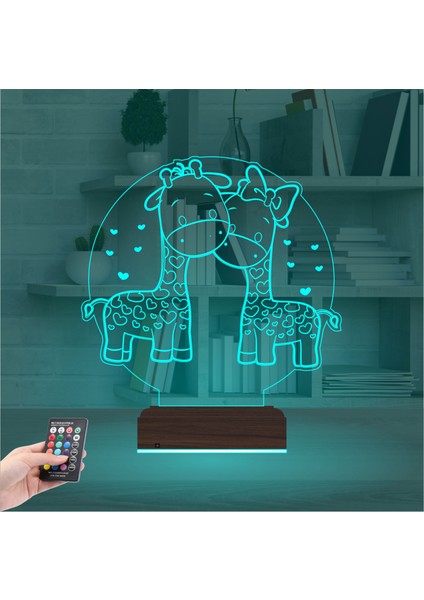 Kirppi 3D Lamba Zürafa Kalp Çocuk Odası Masa Gece Lambası modelleri
