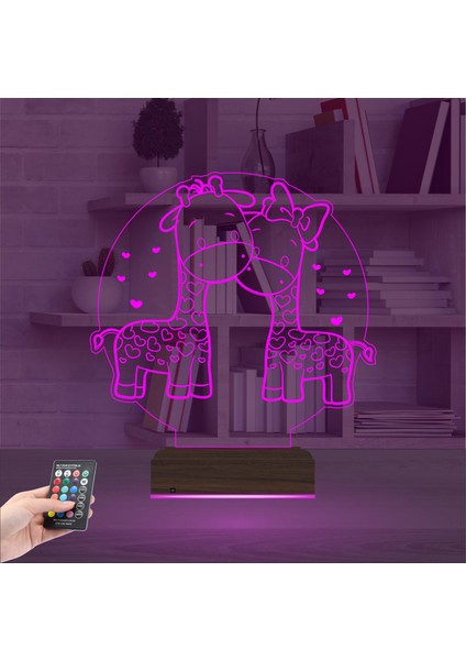 Kirppi 3D Lamba Zürafa Kalp Çocuk Odası Masa Gece Lambası fırsatları