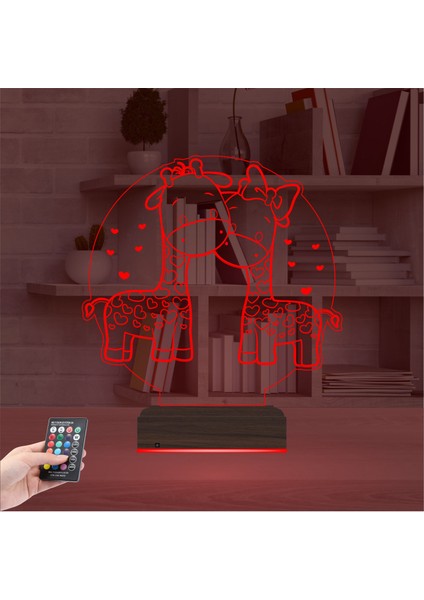 Kirppi 3D Lamba Zürafa Kalp Çocuk Odası Masa Gece Lambası indirimleri
