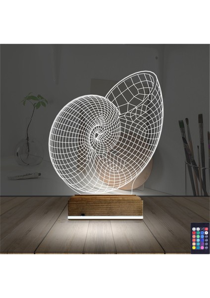 Kirppi 3D Lamba Deniz Kabuğu Masa Gece Lambası