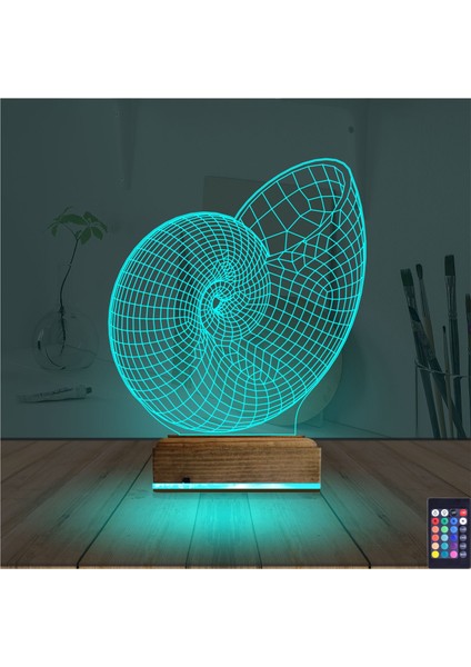Kirppi 3D Lamba Deniz Kabuğu Masa Gece Lambası