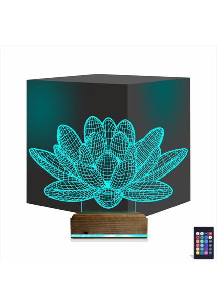 Kirppi 3D Lamba Lotus Çiçek Yoga Masa Gece Lambası