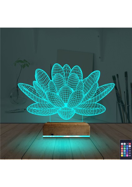 Kirppi 3D Lamba Lotus Çiçek Yoga Masa Gece Lambası modelleri