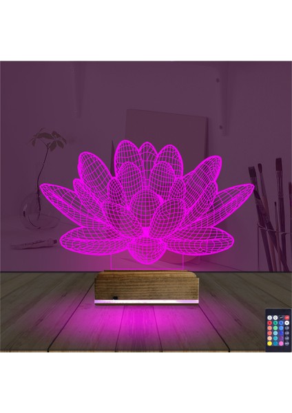 Kirppi 3D Lamba Lotus Çiçek Yoga Masa Gece Lambası fırsatları