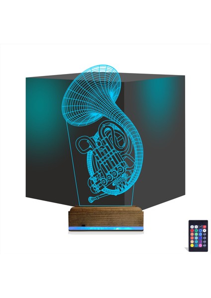 Kirppi 3D Lamba Korno Enstrüman Müzik Masa Gece Lambası