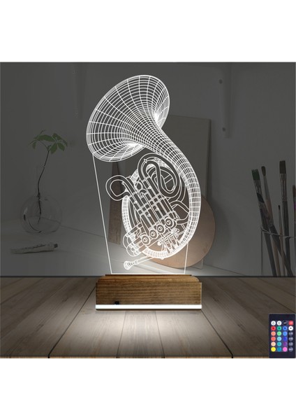 Kirppi 3D Lamba Korno Enstrüman Müzik Masa Gece Lambası fiyatları