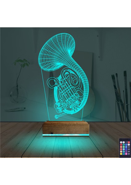 Kirppi 3D Lamba Korno Enstrüman Müzik Masa Gece Lambası modelleri