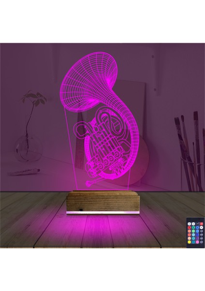 Kirppi 3D Lamba Korno Enstrüman Müzik Masa Gece Lambası fırsatları