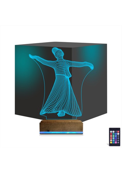 Kirppi 3D Lamba Semazen Mevlana Masa Gece Lambası