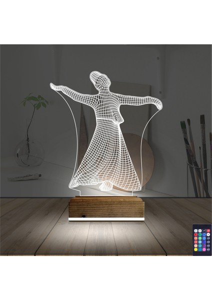 Kirppi 3D Lamba Semazen Mevlana Masa Gece Lambası fiyatları