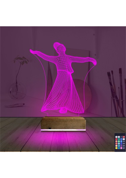 Kirppi 3D Lamba Semazen Mevlana Masa Gece Lambası fırsatları