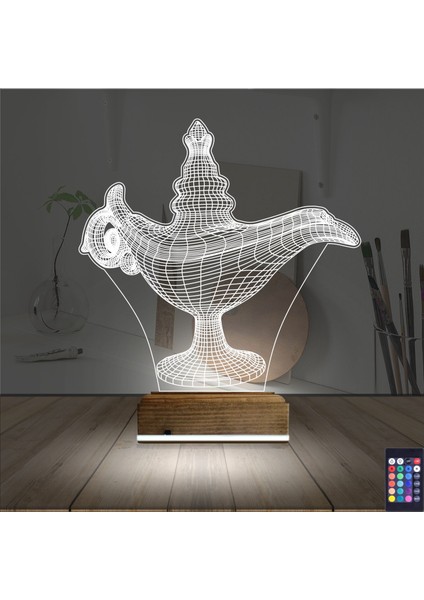 Kirppi 3D Lamba Alaaddin Sihirli Lamba Masa Gece Lambası