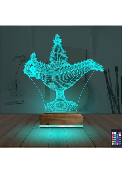 Kirppi 3D Lamba Alaaddin Sihirli Lamba Masa Gece Lambası