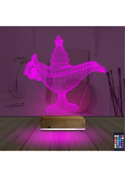 Kirppi 3D Lamba Alaaddin Sihirli Lamba Masa Gece Lambası