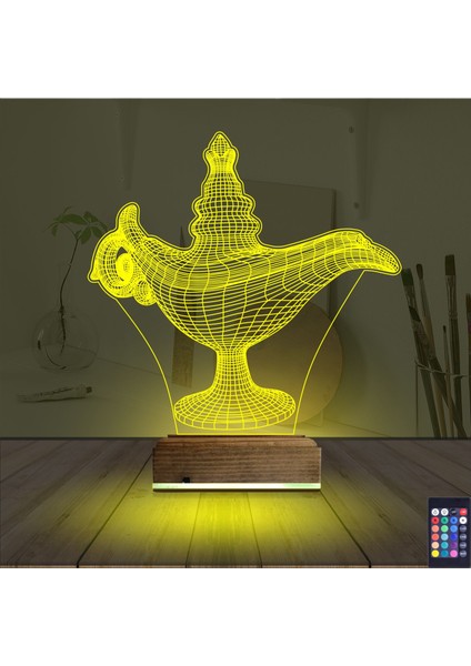 Kirppi 3D Lamba Alaaddin Sihirli Lamba Masa Gece Lambası