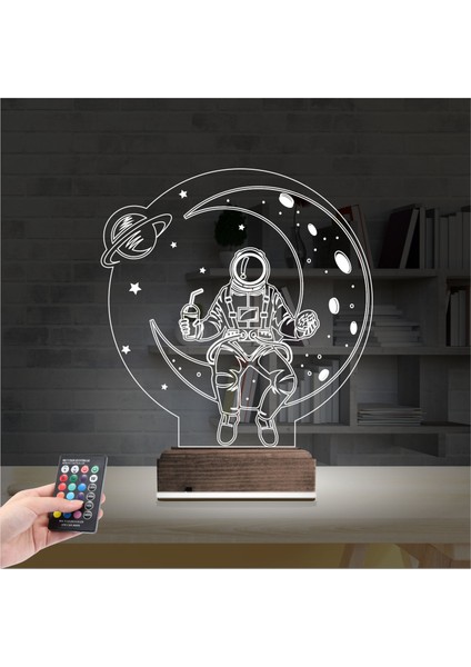 Kirppi 3D Lamba Astronot Ay Gezegen Masa Gece Lambası-1