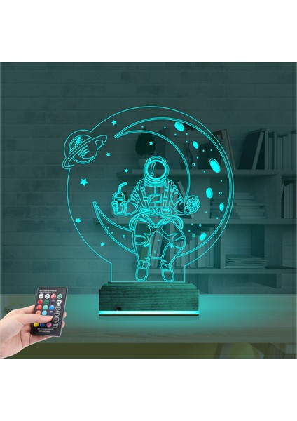 Kirppi 3D Lamba Astronot Ay Gezegen Masa Gece Lambası-1