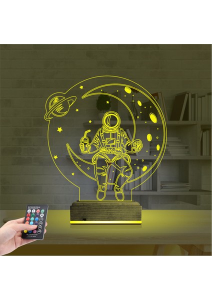 Kirppi 3D Lamba Astronot Ay Gezegen Masa Gece Lambası-1