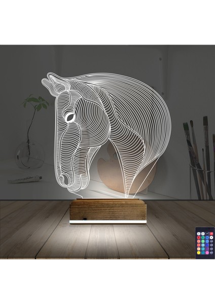 Kirppi 3D Lamba At Tasarım V2 Masa Gece Lambası fiyatları