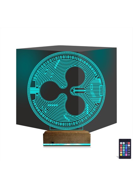 Kirppi 3D Lamba Crypto Ripple Xrp Coin Masa Gece Lambası