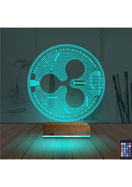 Kirppi 3D Lamba Crypto Ripple Xrp Coin Masa Gece Lambası
