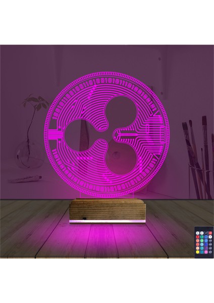 Kirppi 3D Lamba Crypto Ripple Xrp Coin Masa Gece Lambası